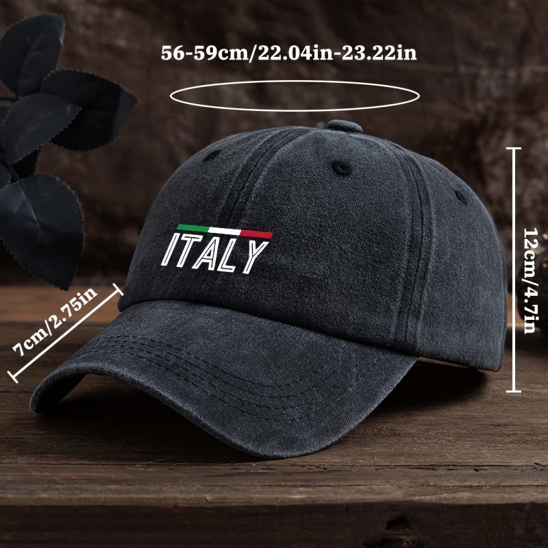 A Stylish And Adaptable Baseball Cap with a Fun Italian Letter Print, Perfect for Outdoor Activities for Men