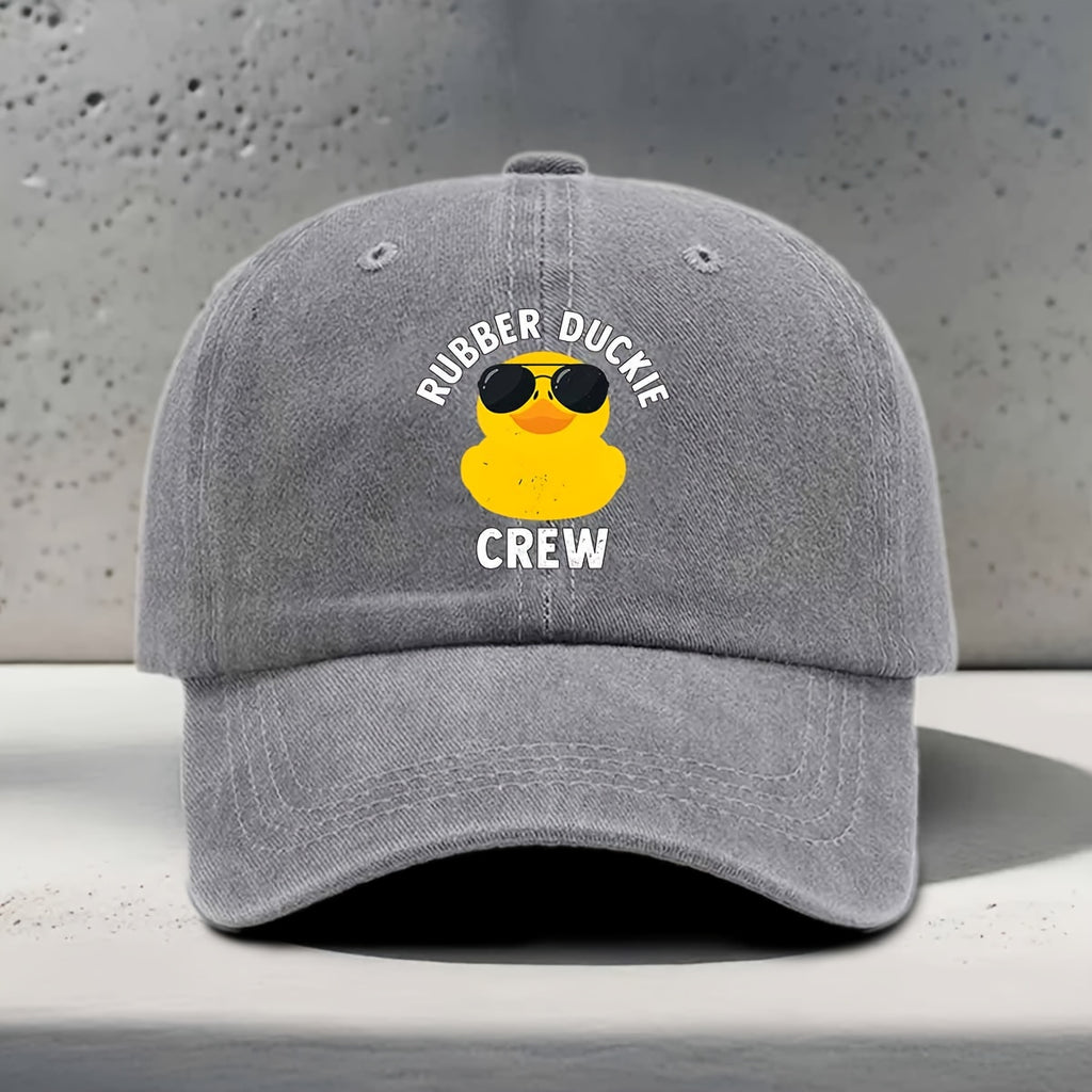 Women'S Baseball Cap with English Print RUBBER DUCKIE CREW, Sunglasses Yellow Rubber Duck Element Pattern, Fashionable Trendy Casual All-Match Unisex Duckbill Hat