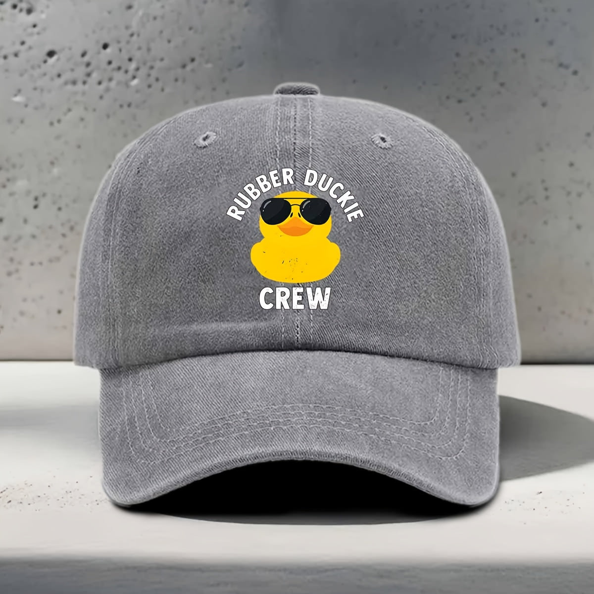 Women'S Baseball Cap with English Print RUBBER DUCKIE CREW, Sunglasses Yellow Rubber Duck Element Pattern, Fashionable Trendy Casual All-Match Unisex Duckbill Hat