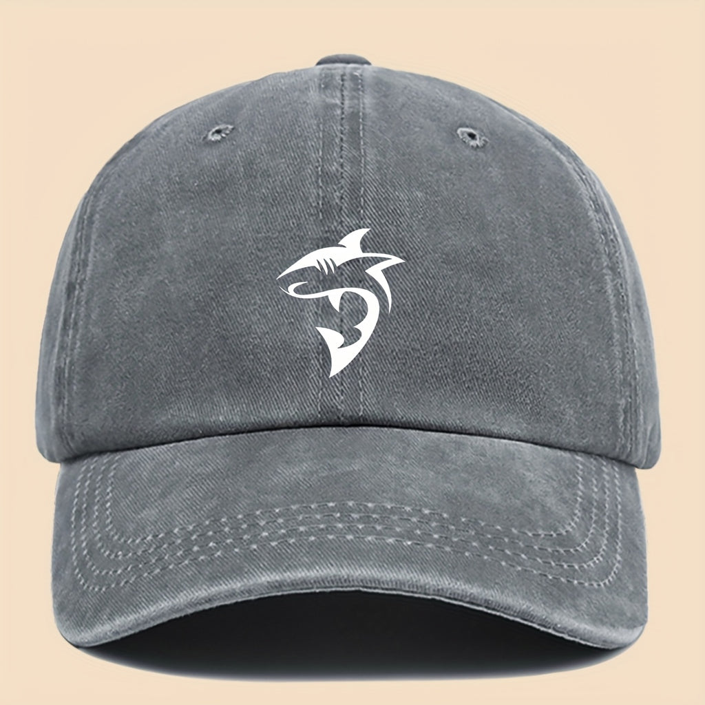 1 Unisex Ocean Theme Baseball Cap with White Shark Graphic Print - Breathable Adjustable Dad Hat for Skateboarding, Hiking, Fishing | Fashion Couple Outdoor Additions, Perfect Gift for Birthdays, Christmas, Halloween, Thanksgiving (Black)