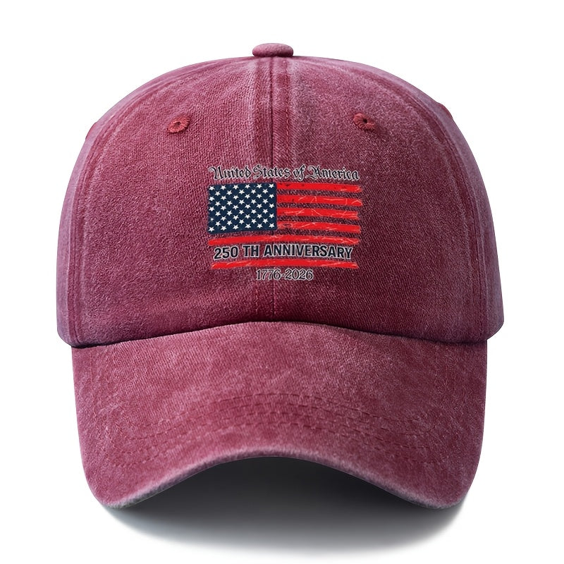 Special Baseball Cap for the 250th Anniversary of the Founding of the United States, a Unisex, Fashionable and Versatile Printed Cap with a Sense of History. Classic Retro Washed Outdoor Lightweight Curved Brim Cap, Trucker Baseball Cap, Suitable for