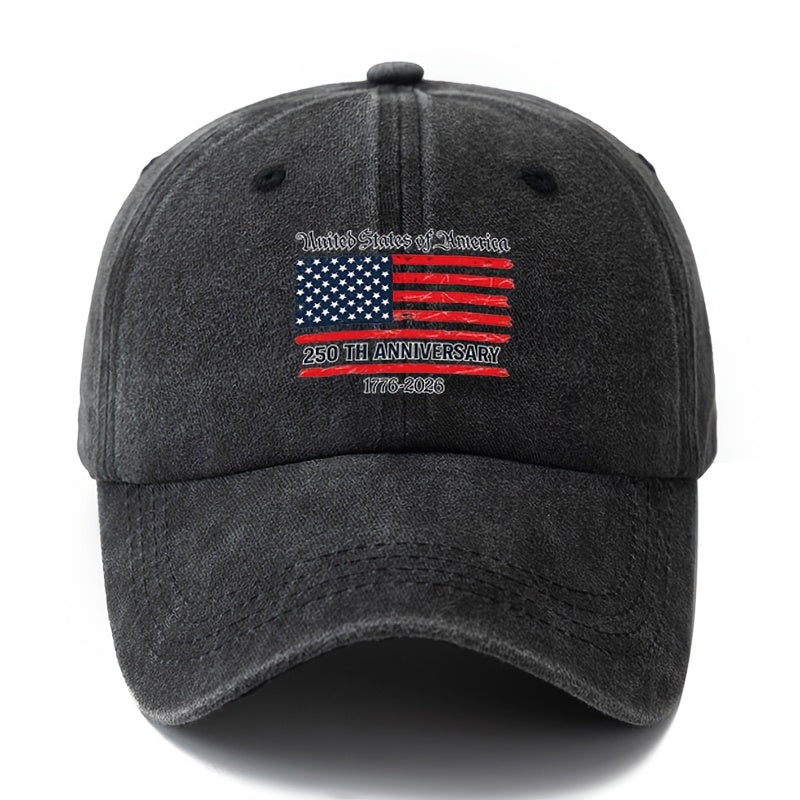 Special Baseball Cap for the 250th Anniversary of the Founding of the United States, a Unisex, Fashionable and Versatile Printed Cap with a Sense of History. Classic Retro Washed Outdoor Lightweight Curved Brim Cap, Trucker Baseball Cap, Suitable for