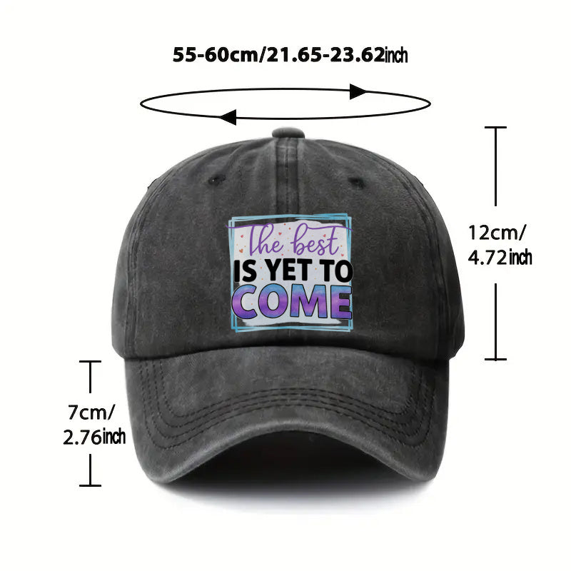 1pc, Adjustable Baseball Cap with "The Best Is Yet to Come" Design, Lightweight Printed Craft Women'S Hat, "Best Future" Men'S Trendy Cap, Ideal Gift for Weddings, Parties, Birthdays
