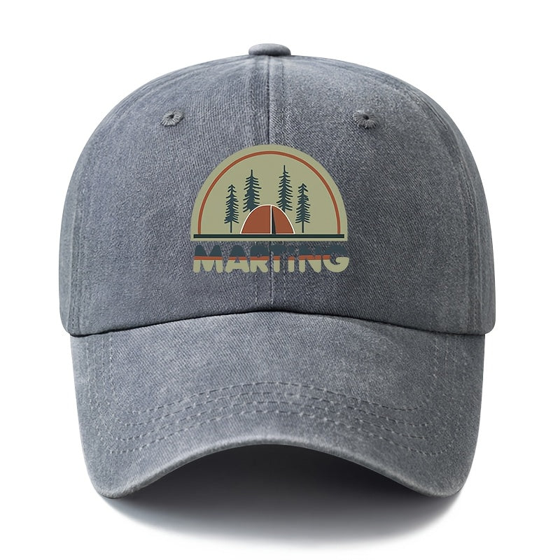 A Unisex, Fashionable and Versatile Printed MARTING Baseball Cap, a Classic Retro Washed Outdoor Lightweight Curved Brim Cap, Suitable for Outdoor Vacations, Travel, Camping, and Other Casual Occasions, a Hip-hop Cap for Holiday Parties, a Casual Cap