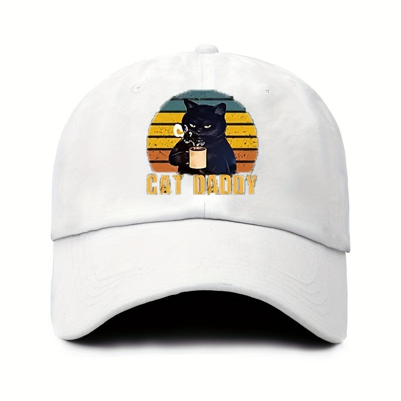 COFFE CAT DADDY Rainbow Pattern Print Adjustable Washed Men'S Baseball Cap Outdoor Fishing Dad Hat