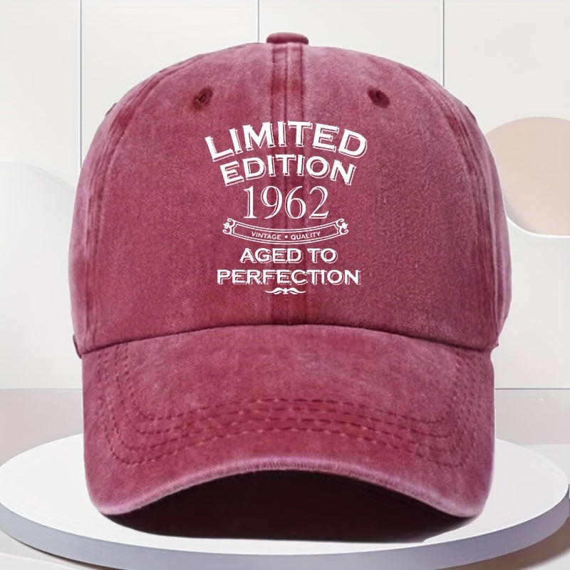 Men's Vintage 1962 Limited Edition Baseball - Adjustable Snapback Hat with 1962 Text, Retro 1960s Style, Durable & Breathable for Outdoor Sports, Casual Wear, Collectible Limited Edition 1962 Design