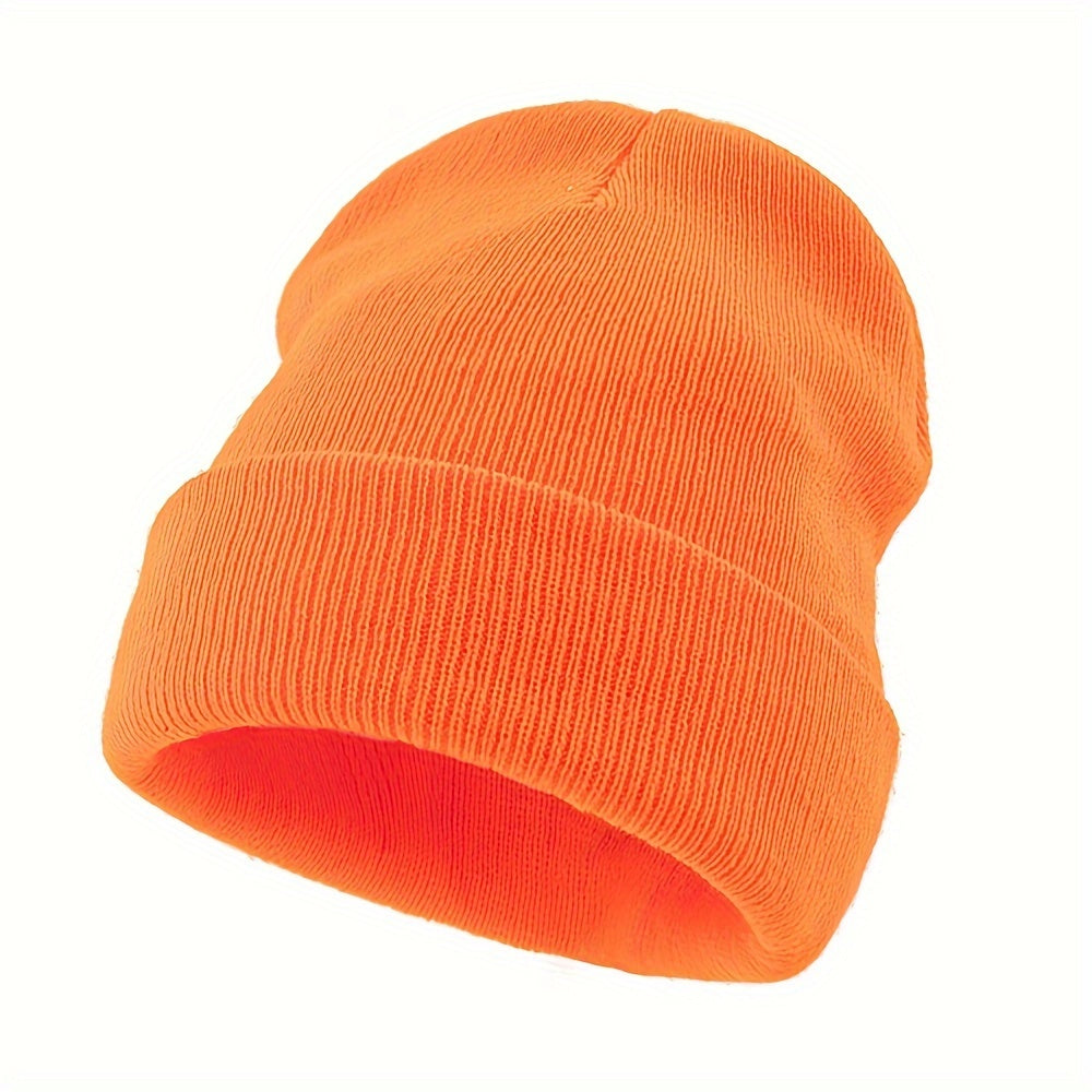 Outdoor Knit Hat Men'S Solid Color Winter Warm Elastic Large Premium Knit Hat Men Women Warm Cold-Proof Cap Easy