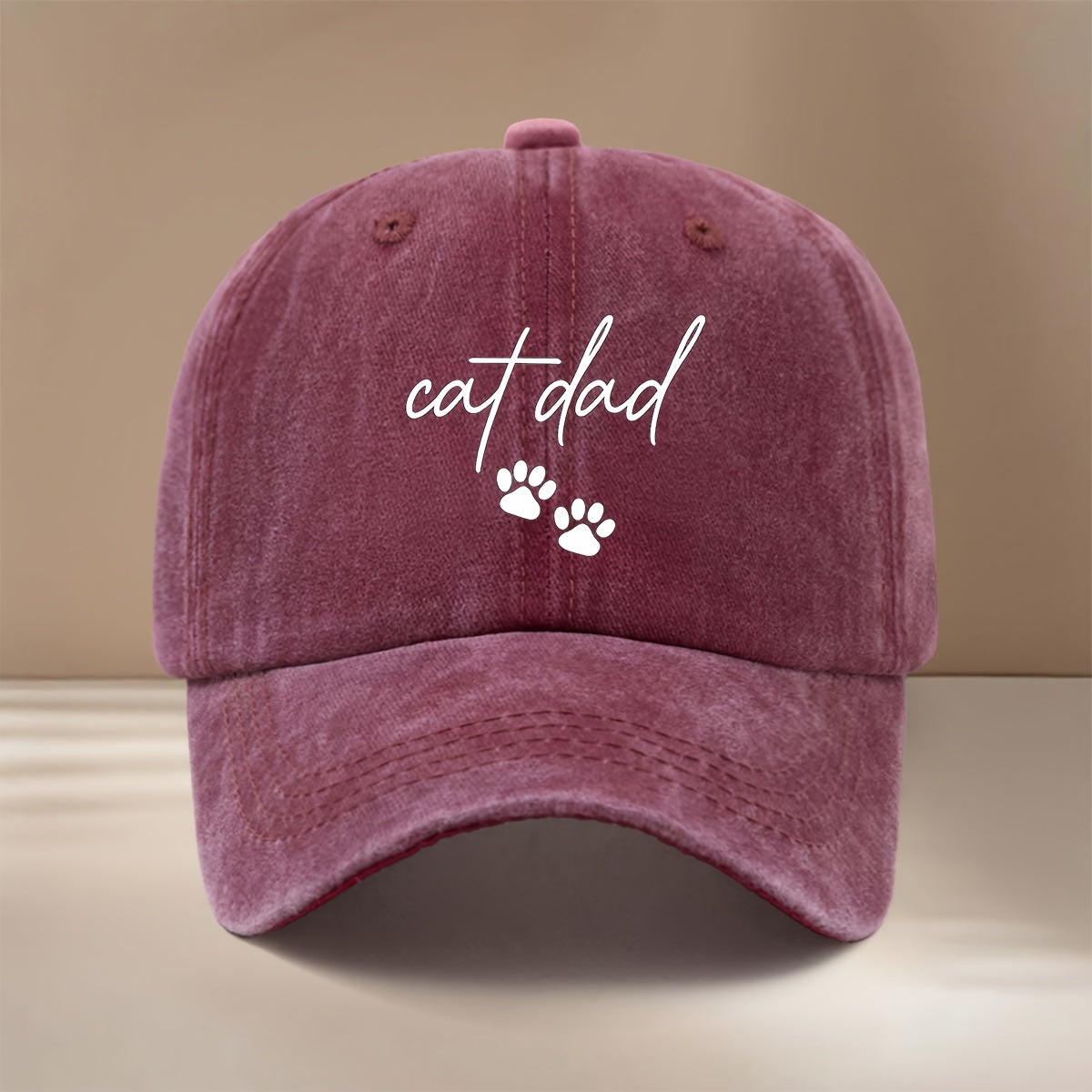 Cat Dad Two Paw Print Pattern Baseball Cap with Textured Feel, Adjustable Size, Hip-Hop Hat, Unisex Trucker Hat for Vacation, Travel, Dinner Parties, Camping, Comfortable and Lightweight Snapback Cap, Simple and  Curved Brim Hat