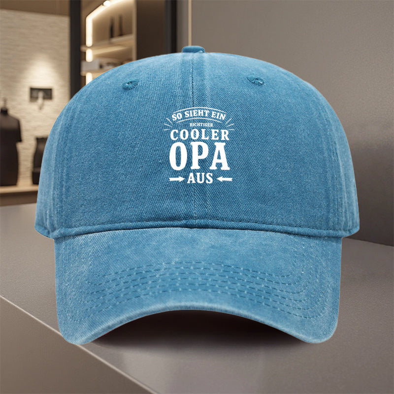 1pc, "Cooler Opa" Adjustable Baseball Cap, Lightweight Polyester with Printed Design, Suitable for Outdoor Sports and Camping Enthusiasts, Popular Couple's Cap, Golf Cap, Trucker Cap, Stylish Baseball Cap