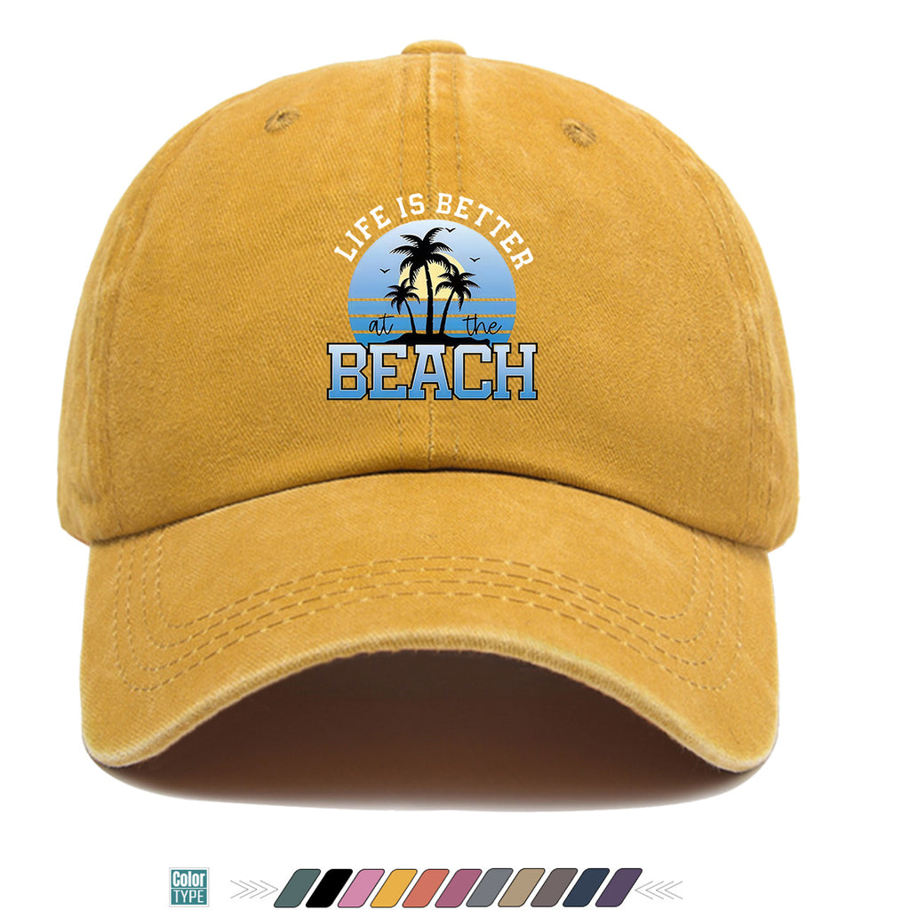 1pc 1pcs "at the BEACH" Coconut Tree Sunset Print Baseball Cap - Adjustable Duckbill Hat Suitable for Men & Women, Breathable Palm Tree for Beach Vacations, Outdoor Picnics, Summer Parties, Casual Cap Gift for,,