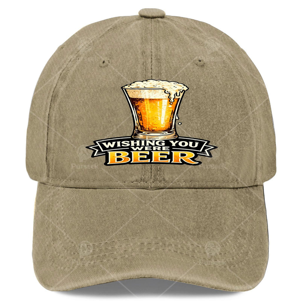 Funny Beer Lovers with "Wishing You Were Beer" Print - Retro Full-Body Beer Unisex Hat Suitable for Christmas Gifts, Games & 4th of Parties - Lightweight Round Top for &
