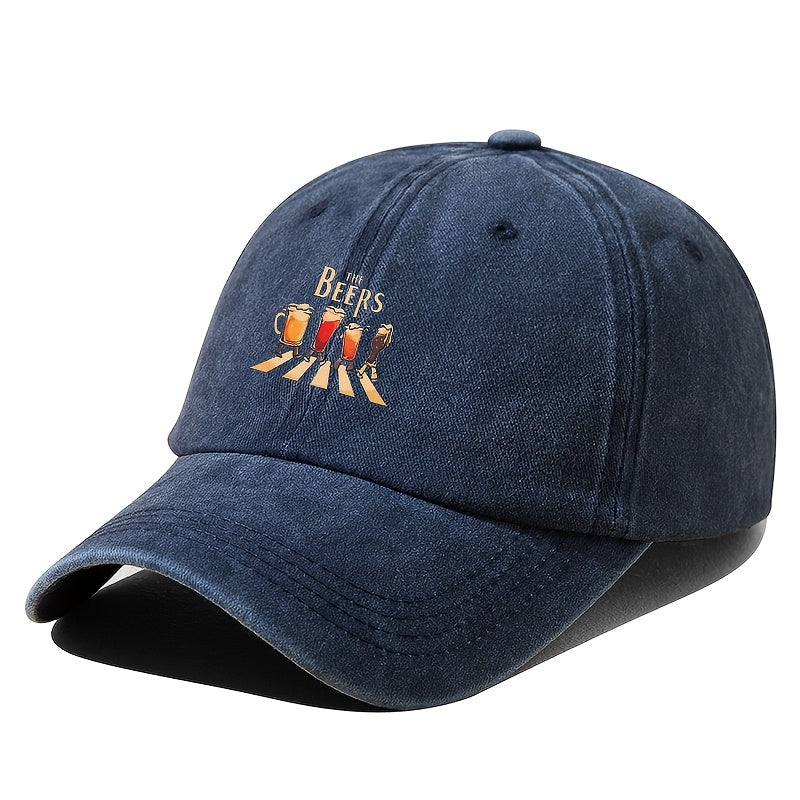 Men'S Fishing Hat Curved Brim Baseball Cap Fashion Printed Casual Soft Top Adjustable Vintage Washed Hip-Hop Fisherman Hat