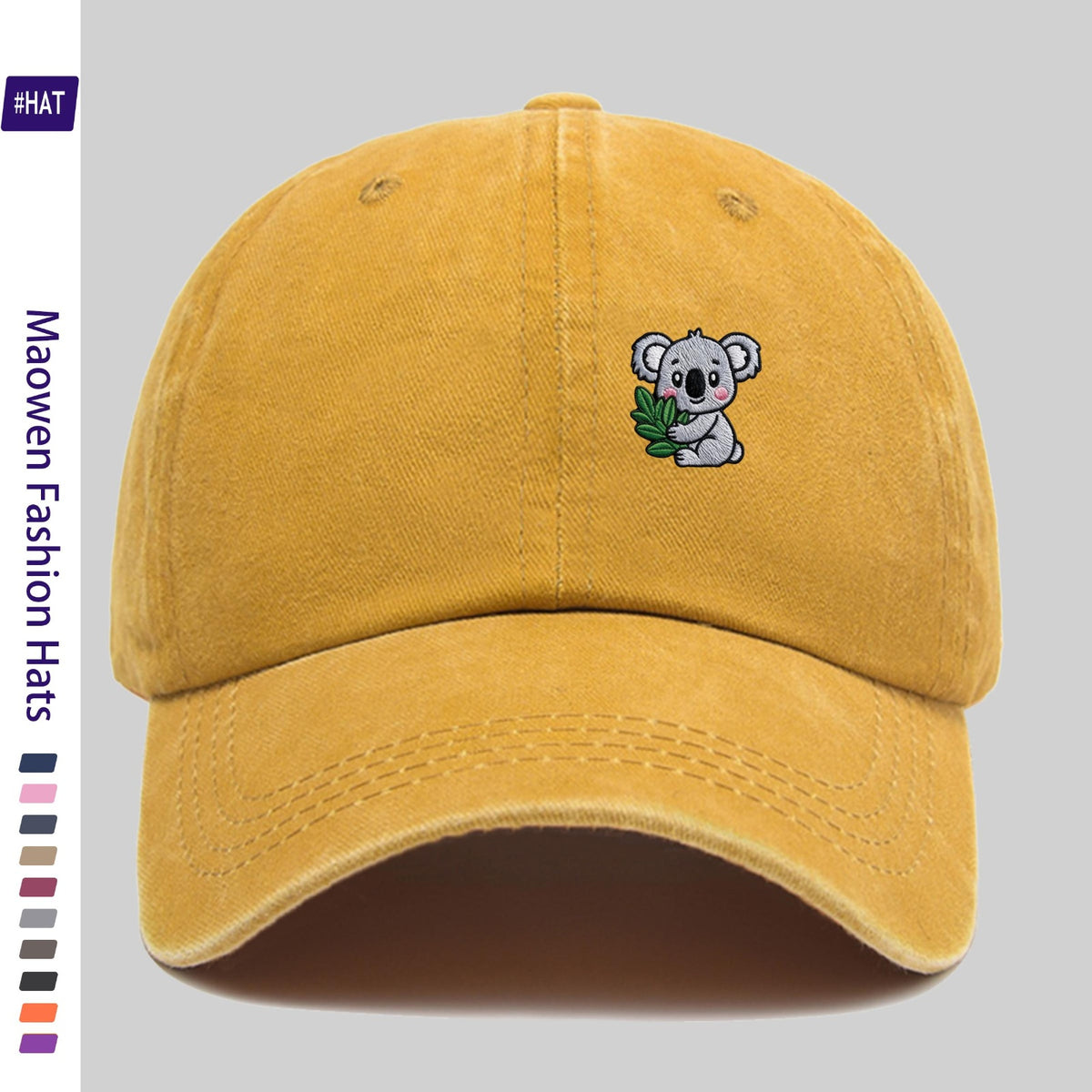 Cartoon-Style Koala Pattern Printed Washed Baseball Cap, New Vintage-Style Baseball Cap for Summer, Unisex Lightweight Outdoor Cap, Suitable for All Seasons, Travel And Casual Wear, Adjustable Size Trucker Cap, Ideal for Sports Enthusiasts