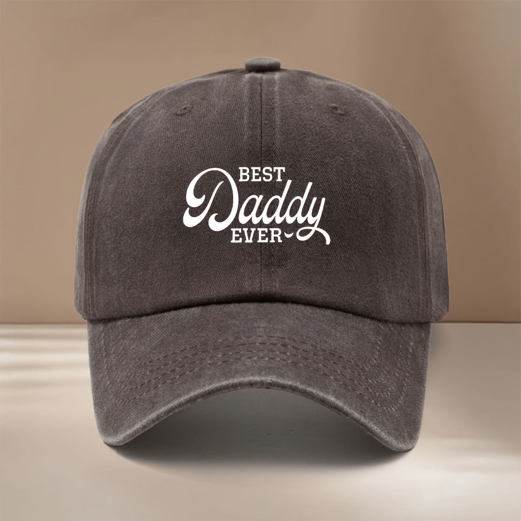 Baseball Cap with "BEST Daddy EVER" Text Graphic, Comfortable and  Curved Brim That Makes the Face Appear Smaller. Hip-hop Style Cap, Unisex Snapback Hat for Vacation, Travel, Dinners, and Camping. Lightweight and Simple Curved Brim Hat