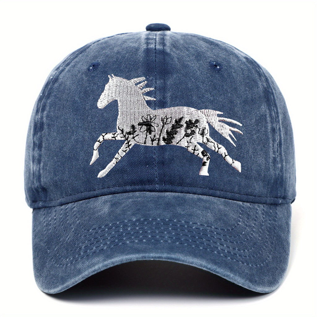 Unisex Adjustable Baseball Cap with Retro Running Horse Design, a Summer Must-Have