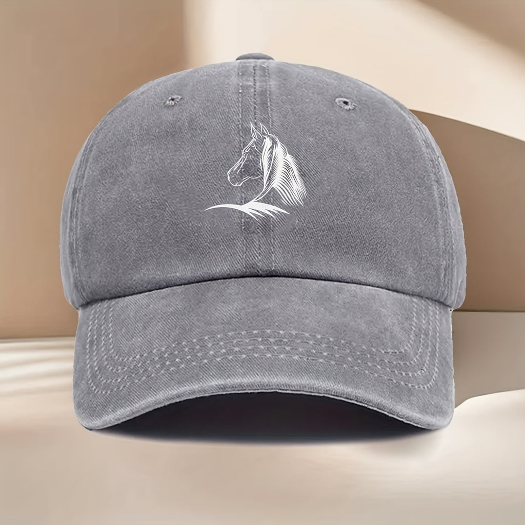 White Horse Line Drawing Print Baseball Cap, Fashionable, Easy, Lightweight, Durable, Unisex, Suitable for All Seasons, Hip-Hop Cap, Suitable for Vacation Travel, Playing And Checking In, Daily Outings, Outdoor Sports And Other Occasions
