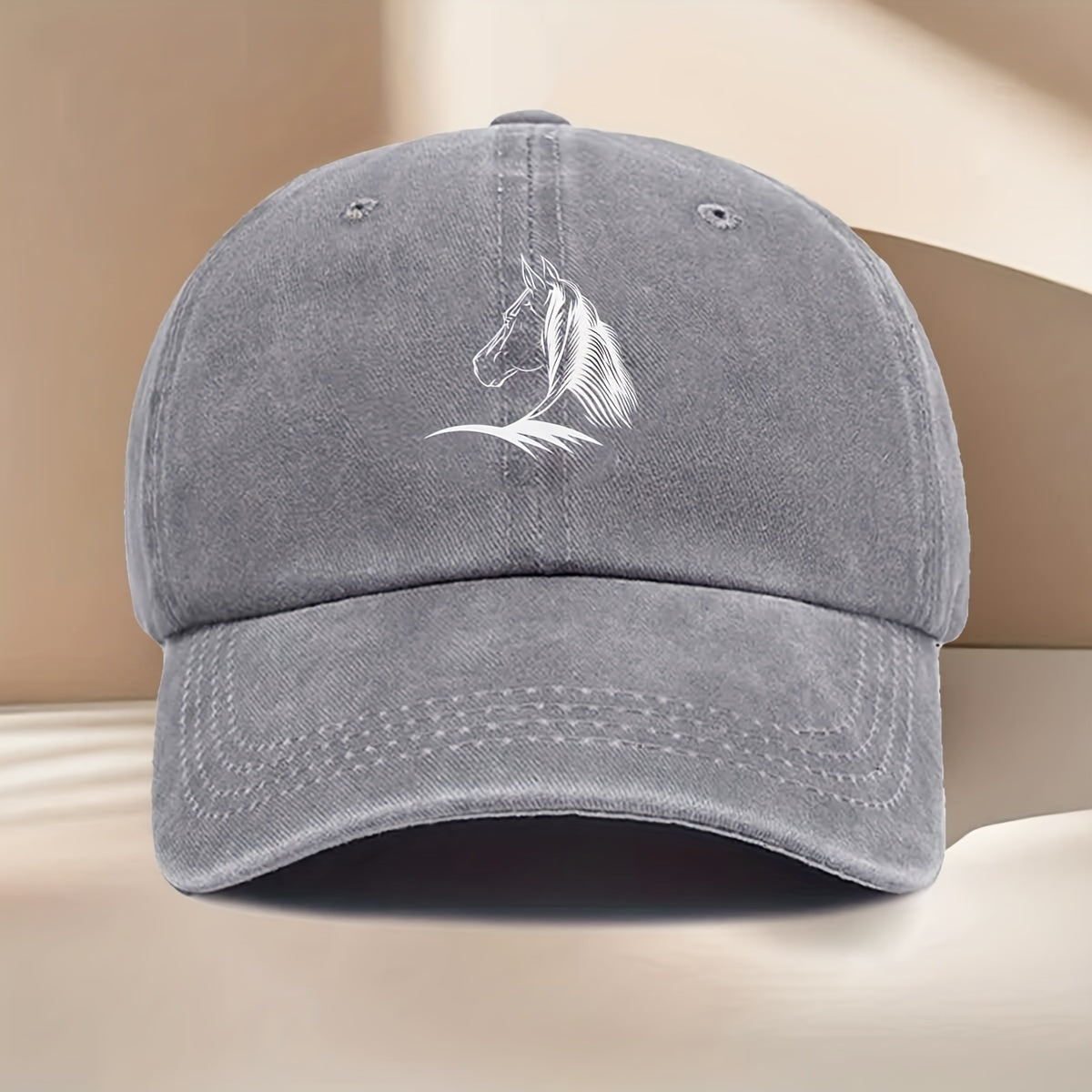 White Horse Line Drawing Print Baseball Cap, Fashionable, Easy, Lightweight, Durable, Unisex, Suitable for All Seasons, Hip-Hop Cap, Suitable for Vacation Travel, Playing And Checking In, Daily Outings, Outdoor Sports And Other Occasions