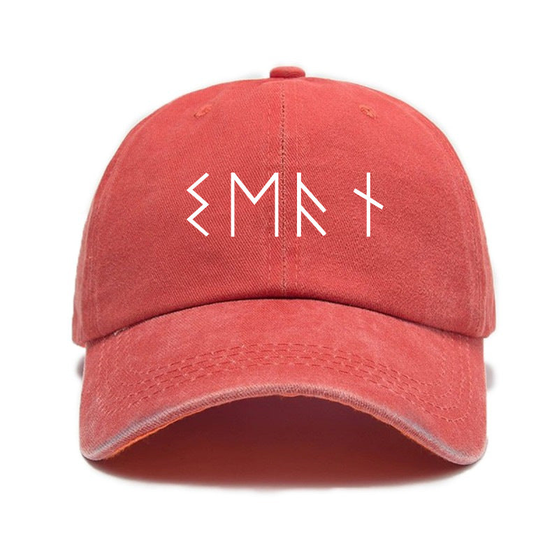 1 Top Water Washed Old Printed Baseball Cap Adult Versatile Easy Letter Popular Retro Printed Water Washed Old Soft Top Sunshade Baseball Cap for Men And Women