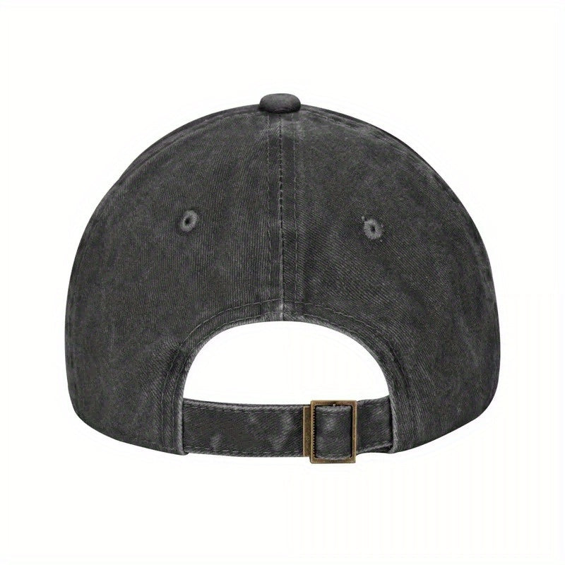 Vintage Distressed Black Baseball Cap with Logo- Adjustable Lightweight Hat for Men And Women, Washable And Durable, Curved Brim, Casual Outdoor And Decorative, Unisex, Retro Style, White Hollow Design, Comfortable for All Head Sizes
