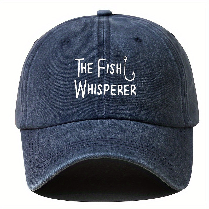 Men'S Baseball Cap, Versatile Hip-Hop Dad Trucker Hat for Outdoor Travel And Fishing, Featuring Letter Prints, Casual Curved Brim, And Vintage Washed Duckbill Design