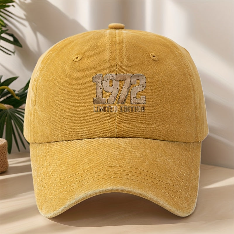 1972 Vintage Washed Duckbill Baseball Cap - Distressed Retro Print Suitable for Outdoor, Casual, Streetwear & Hip-Hop Hat, Lightweight Breathable Sweat-Absorbent Cap for Sports, Camping, Vacation,
