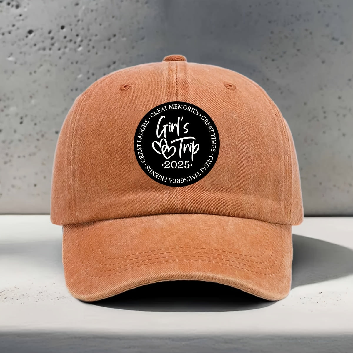 Women'S Baseball Cap 2025 New Style Heart Pattern English Print Trip Daily Casual Outing Versatile Best Friend Travel Good Times Artistic Fresh Travel Style Party Wear Trendy Accessory Round Sticker Sister Exclusive Memory Symbol Classic Fashion Duc