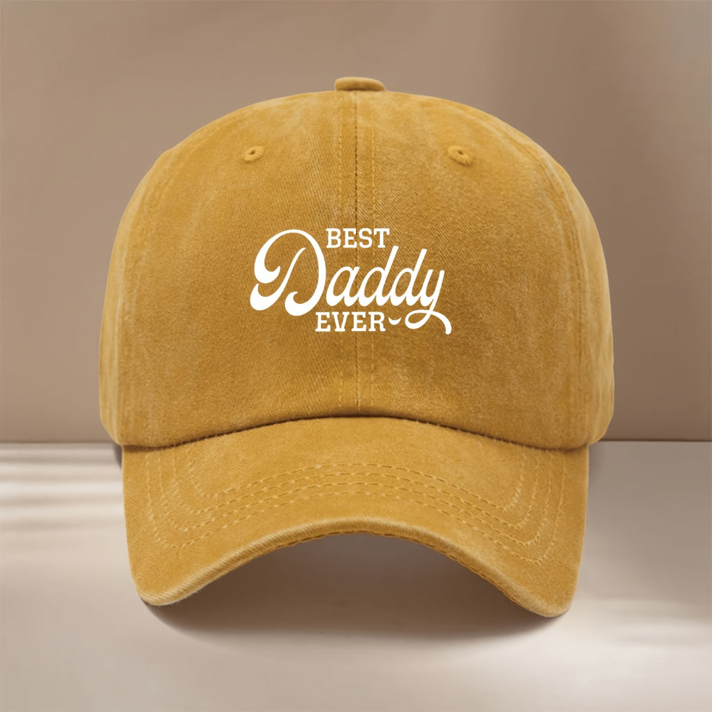Baseball Cap with "BEST Daddy EVER" Text Graphic, Comfortable and  Curved Brim That Makes the Face Appear Smaller. Hip-hop Style Cap, Unisex Snapback Hat for Vacation, Travel, Dinners, and Camping. Lightweight and Simple Curved Brim Hat