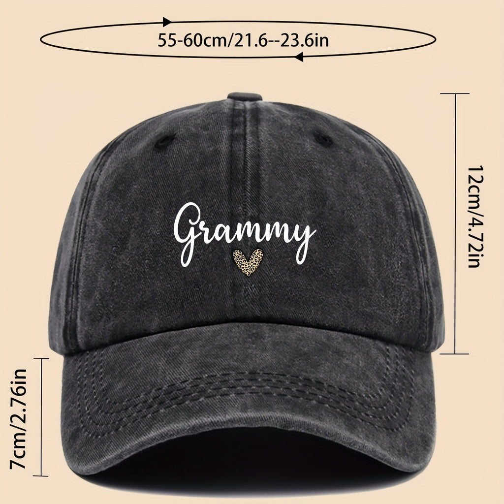 1pc Fashionable "Love And Grammy" Fun Print Baseball Cap, Minimalist Pattern Design, Black Papa Trucker Hat, Breathable And Comfortable, Solid Color Easy, Vintage Soft Top Curved Brim Dad Hat, Adjustable Size, Unisex, Youth Couple Skateboard Hat, C