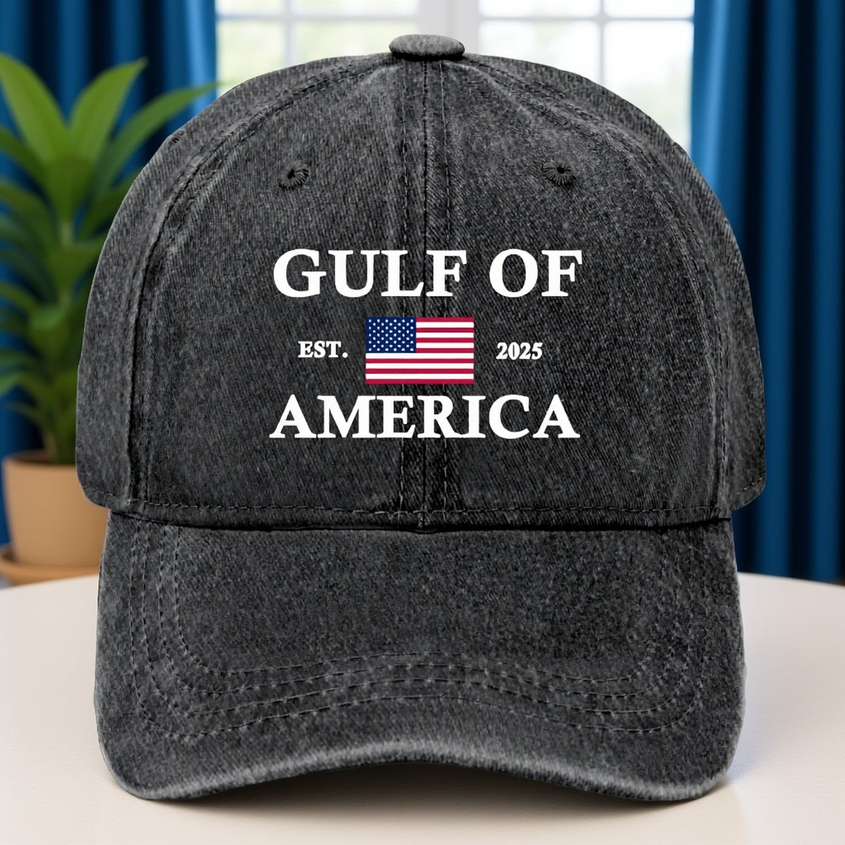 Men's Vintage Washed Baseball Cap with "Bay Area Established 2025" & American Flag Design - Adjustable Dad Hat, Buckle Closure, Machine Washable Suitable for Bay Area Pride, Casual Wear, Themed Events, Retro Headwear