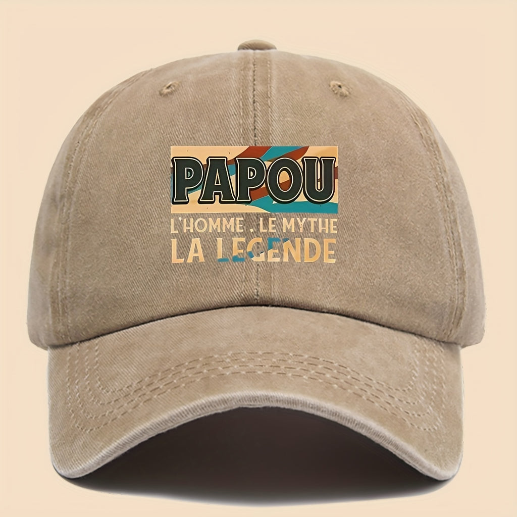 1pc PAPOU Vintage Trucker Hat - Adjustable Unisex Baseball Cap with Papa Print, Soft Lightweight Breathable Suitable for Outdoor Fishing, Hiking, Hunting, Casual Wear, Suitable for Dad, Mom, Youth, for Sports Gifts for Men & Women