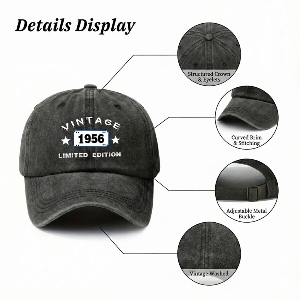 Vintage 1956 Lid Edition Design, Celebrating an Aesthetic And Its Timeless Appeal. American Retro Washed Distressed Printed Baseball Cap for Men And Women, Spring And Autumn Outdoor Sun Hat, Personalized Trendy Hip-Hop Duckbill Cap
