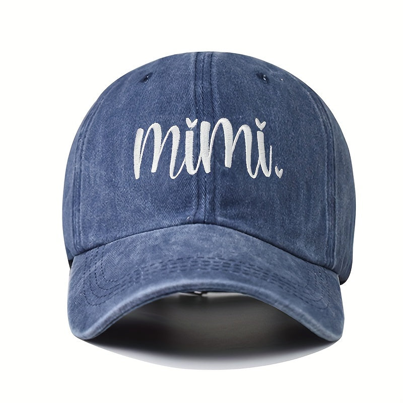 Unisex Y2K Style Embroidered MIMI Washed Baseball Cap, Suitable for Outdoor Sports And Everyday Wear