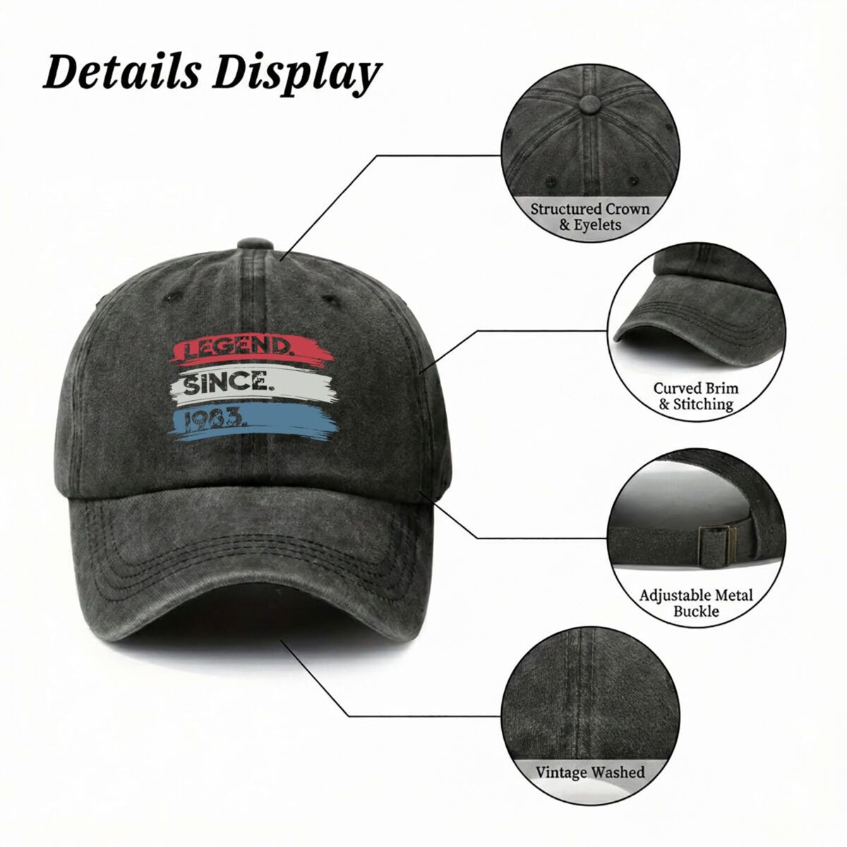 Legend Since 1983 Retro Badge Outdoor Adventure Printed Baseball Cap Men's Breathable Universal Cap Summer Sun Trucker Hat