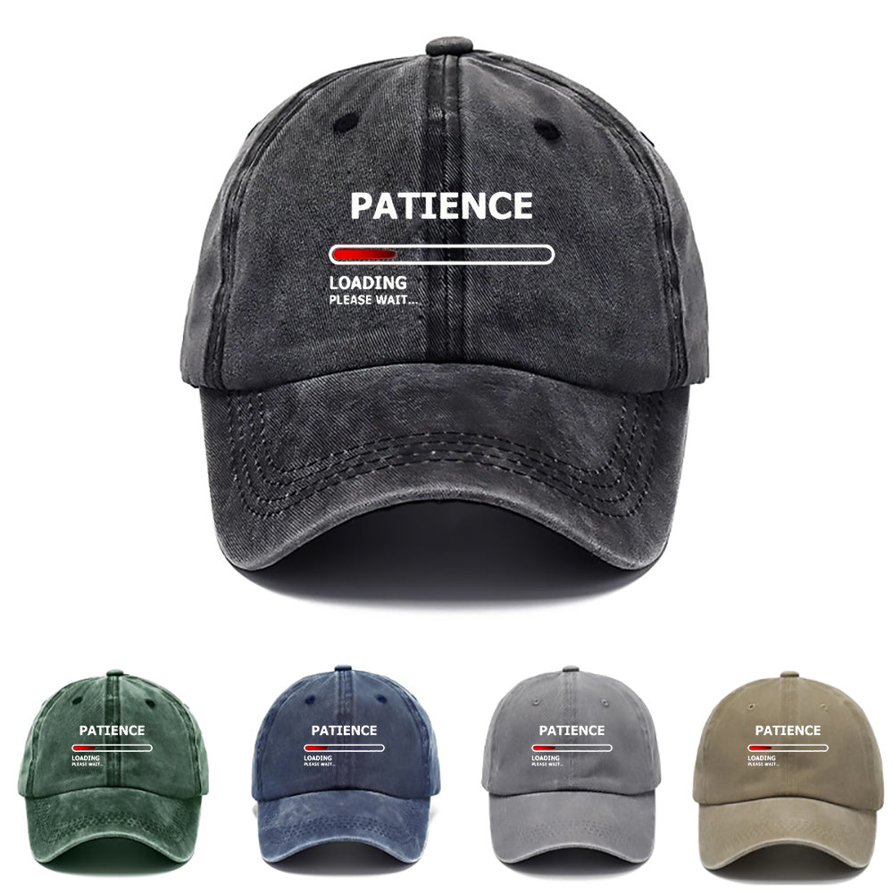 1 Patience Print Baseball Cap - Soft, Breathable, Adjustable Snapback with Curved Brim, Lightweight Unisex Design for Casual Outdoor and Formal Occasions. Hand Wash Only. Ideal Gift, Event Headwear, Fashion Accessory for Style Enthusiasts