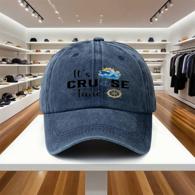 A Single Adjustable Baseball Cap Featuring a "CRUISE Time" Design, This Lightweight Printed Hat for Women And Sun Hat for Men Is a Perfect Gift for Travel, Parties, And Birthdays
