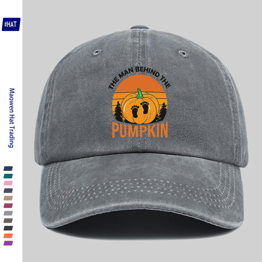 1 Halloween Pumpkin Footprint Pattern Heat-Pressed Washable Cap, New Vintage-Style Baseball Cap for Autumn And Winter, Unisex Adjustable Lightweight Outdoor Cap, Suitable for All Seasons, Travel And Casual Wear, Ideal for Sports Enthusiasts, Durable