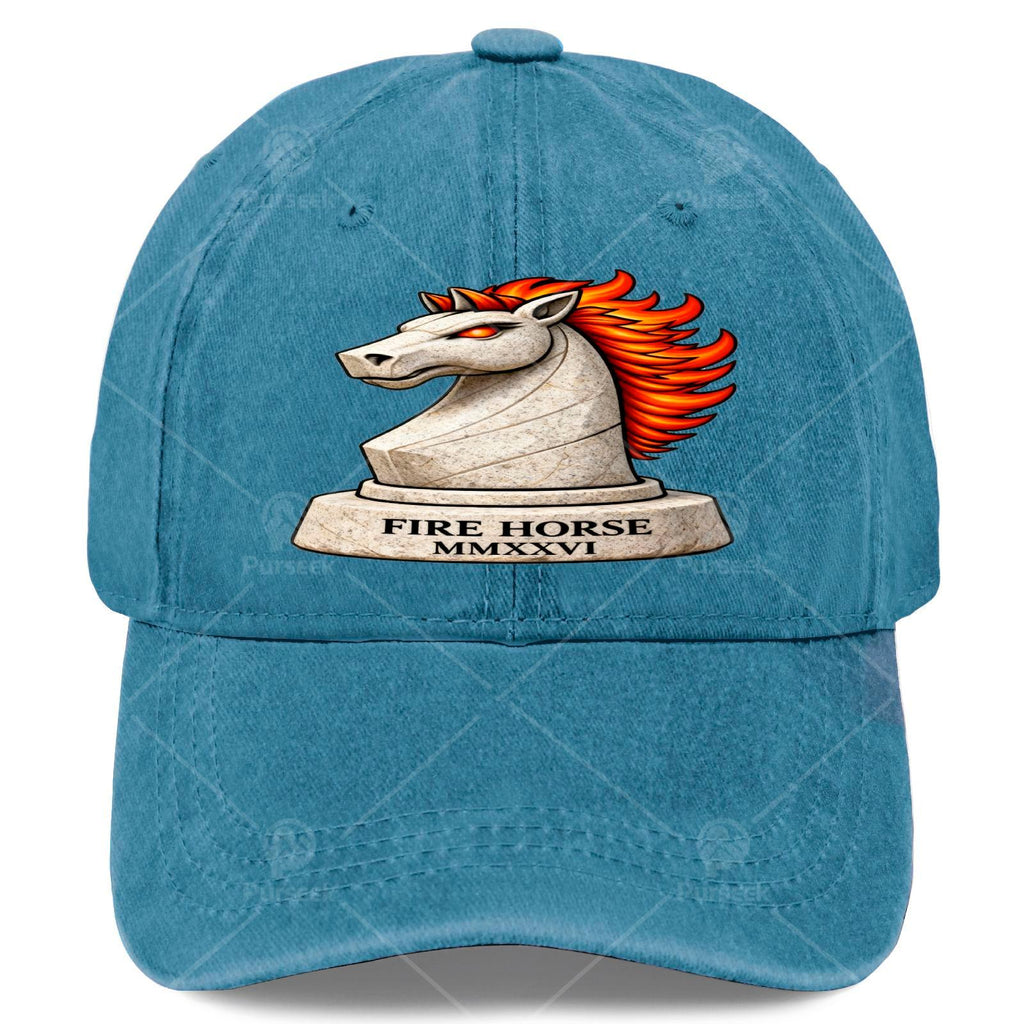 2026 Year of the Fire Horse Lunar New Year - Retro Chinese Zodiac Symbol Full-Body Fire Horse Print, Unisex for &, for Events, Christmas, 4th - Lightweight Round Top Hat