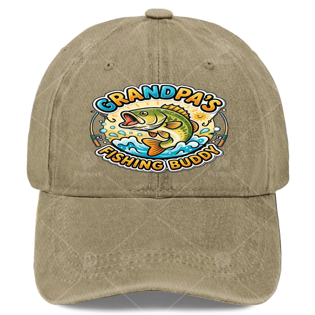 Funny Grandpa Fishing Buddy Bass Fisherman Youth Boys Youth Baseball Hat Unisex