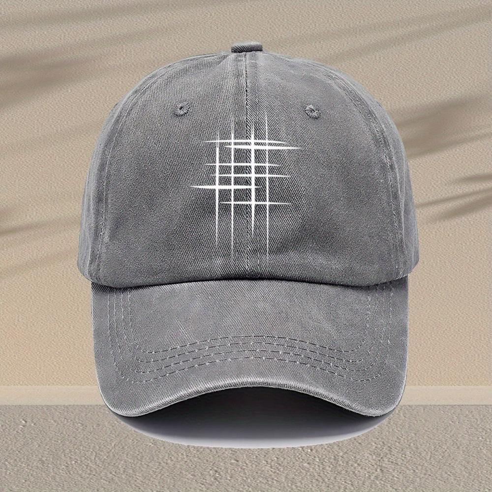 Men'S Vintage Washed Baseball Cap - Adjustable, Lightweight, Geometric Print Design, Essential for Casual Outfits, Available in Multiple Styles, Non-Stretch Fabric, Great Gift Option