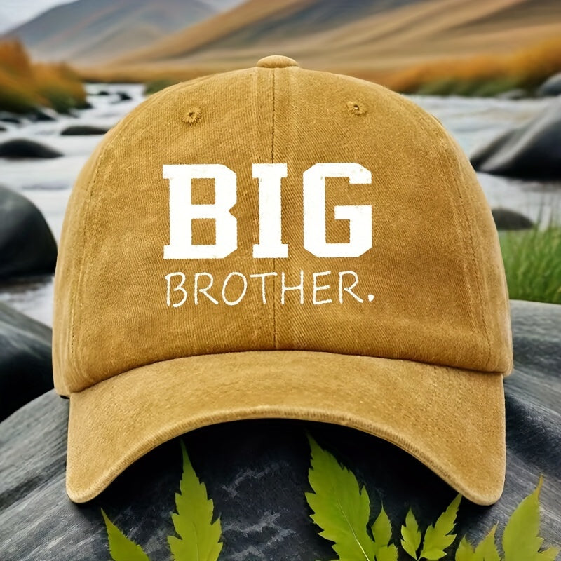 BIG BROTHER 棒球帽 - 深红色帽子带醒目白色字母，可调节绑带，轻便透气防晒 - 男女通用运动帽，适合日常、运动、礼物（可机洗）- 生日、母亲节、亡灵节理想选择 - BIG BROTHER 字样设计