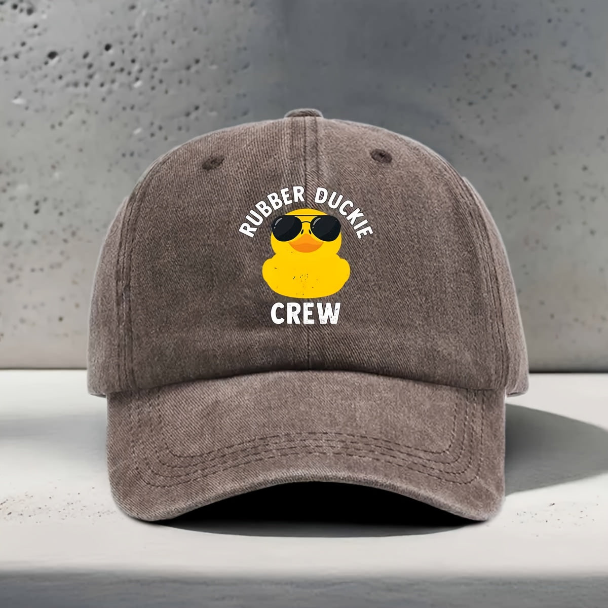 Women'S Baseball Cap with English Print RUBBER DUCKIE CREW, Sunglasses Yellow Rubber Duck Element Pattern, Fashionable Trendy Casual All-Match Unisex Duckbill Hat