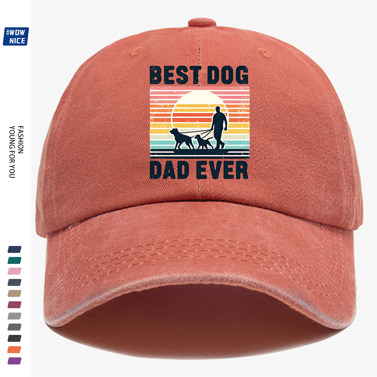 1pc "Best Dog Dad Ever" Vintage Trucker Hat - Adjustable Unisex Baseball Cap Suitable for Outdoor, Dog Walking, Picnics & Sports, Breathable Dad Hat Gift for Fathers Day, Birthdays, for Dog Lovers with Sunset Print (for Men & Women)