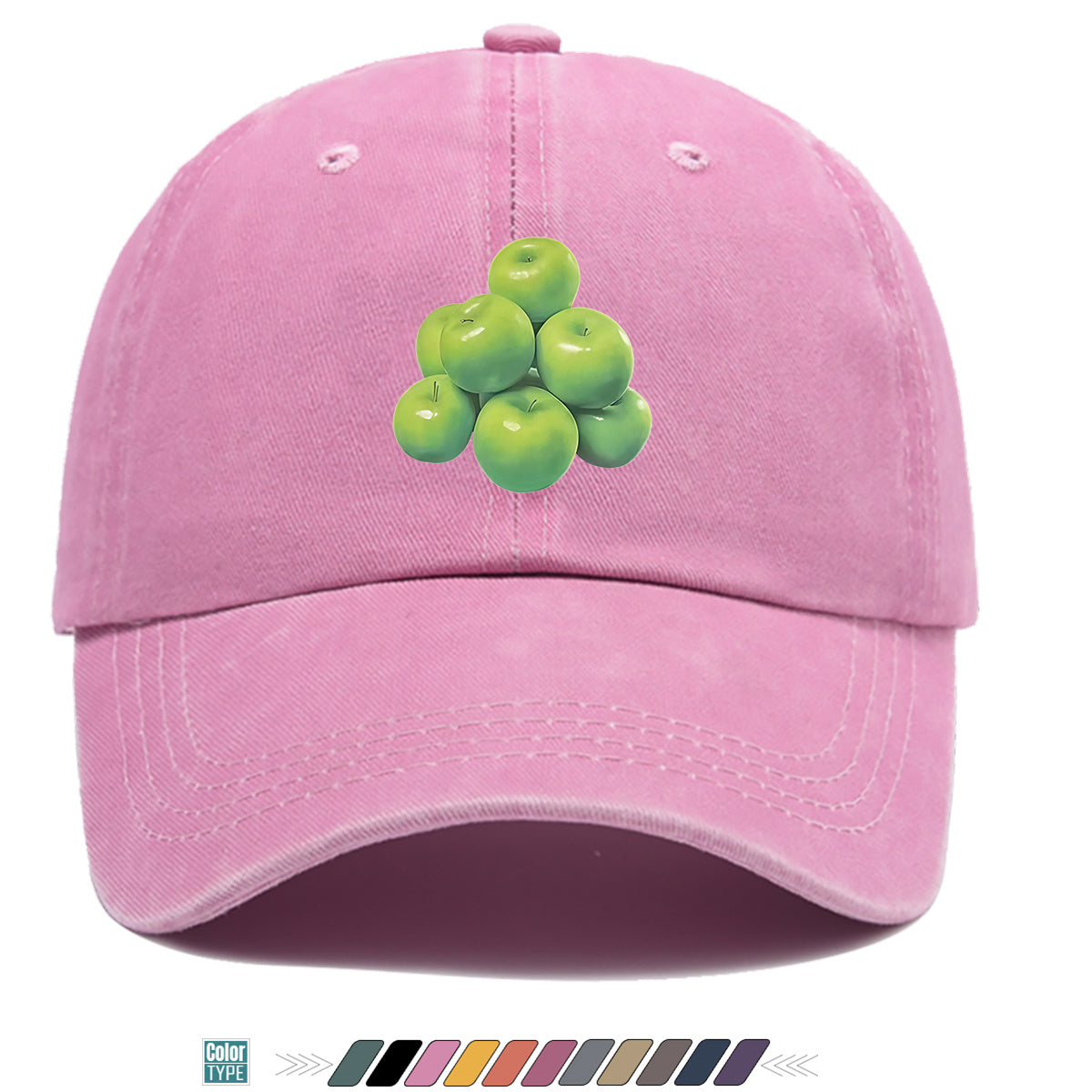 1pc Green Apple Print Baseball Cap for Men & Women - Adjustable Unisex Hat with Stacked Apple, Suitable for Outdoor, Travel, Parties, Casual Wear - Fresh, Holidays, Anniversaries - Apple-Themed Cap