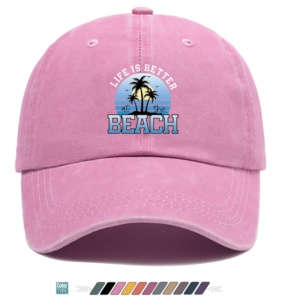 1pc 1pcs "at the BEACH" Coconut Tree Sunset Print Baseball Cap - Adjustable Duckbill Hat Suitable for Men & Women, Breathable Palm Tree for Beach Vacations, Outdoor Picnics, Summer Parties, Casual Cap Gift for,,
