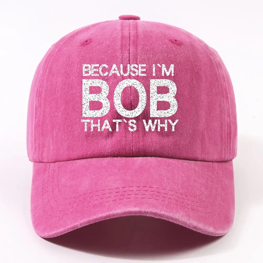 1 Fashion BOB Letter Embroidered Trendy Baseball Cap Unisex Outdoor Adjustable Dad Hat Street Cycling Face Slimming Versatile Curved Brim Baseball Cap