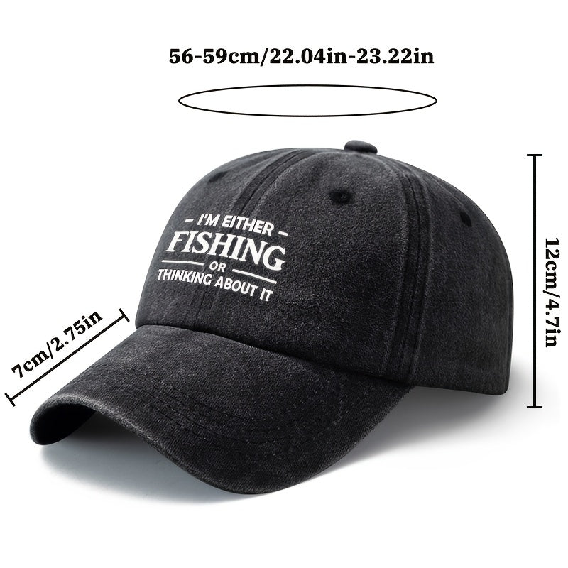 A Unisex Fashionable and Versatile Printed FISHING Baseball Cap, Featuring a Classic Vintage Washed Outdoor Lightweight Curved-brim Design. Suitable for Casual Occasions Such as Outdoor Vacations, Travel, and Camping. Also Works as a Hip-hop Hat