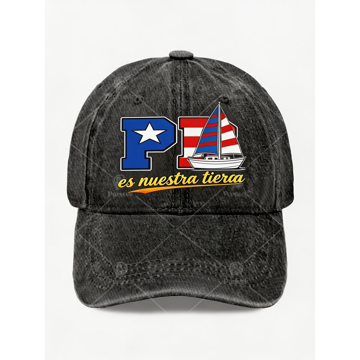 Vintage Sailboat Graphic Hat with Letter Print for Men Women Casual Street Style Anniversary Gift