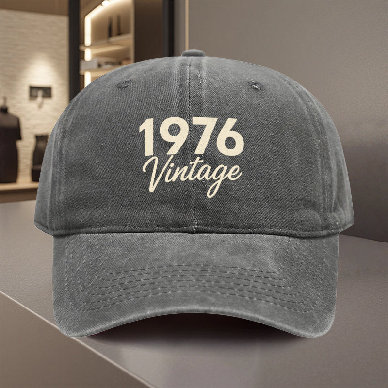 An Adjustable Baseball Cap Featuring a '1976 Vintage Retro' Design, Made from Lightweight Polyester with Printed Patterns, Perfect for Outdoor Sports And Camping Enthusiasts. It'S a Trendy Couple'S Cap, Suitable for Golf, Trucker Style