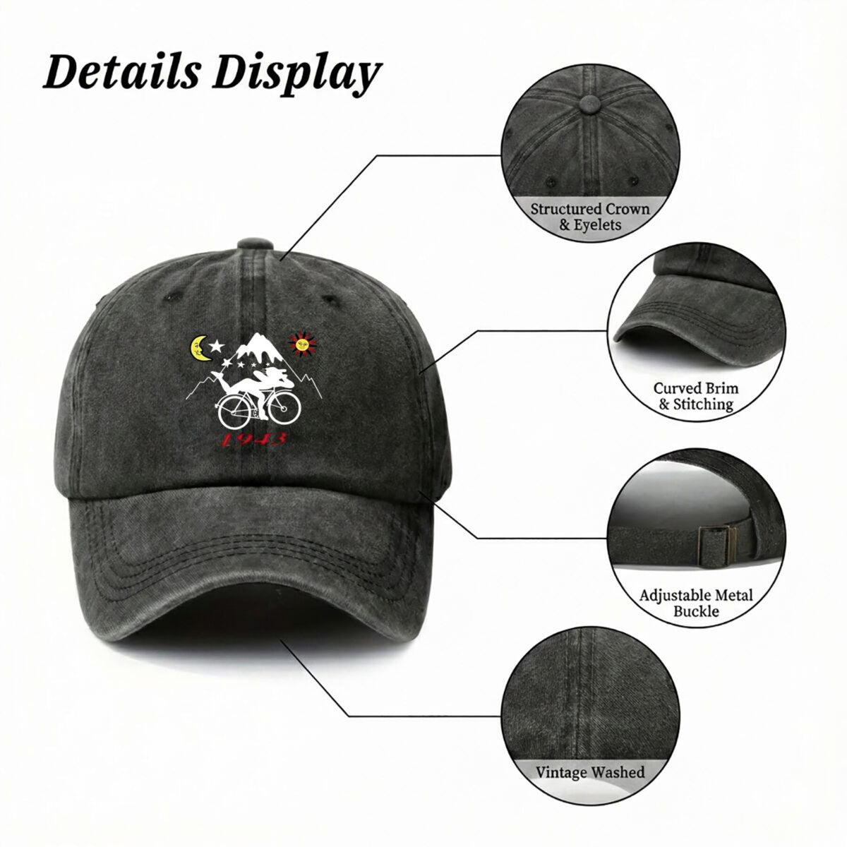 Ycle Day Al Hofmann Art Men' & Soft Top Baseball Cap - Adjustable Dad Hat with Al Hofmann Art, Breathable Pull-String Closure, Machine Washable Suitable for Outdoor Sports, Driving, Casual Wear, Street Style