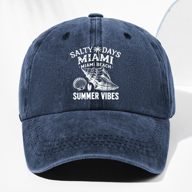 Unisex Seashell Print Washed Vintage Baseball Cap Fashion Men Women Sun Hat Adjustable Size Trucker Cap Suitable for All Seasons Daily Wear